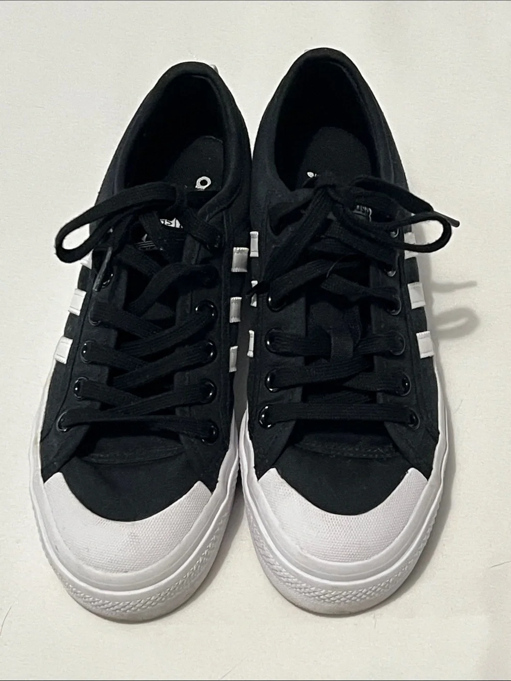 Adidas Originals Black & White Canvas Nizza Platform Sneakers